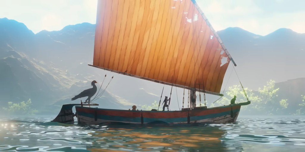 Our critters set sail in a screenshot from "Flow"