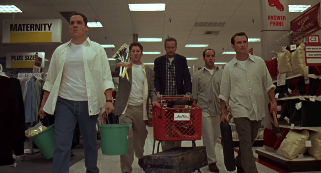 Jon Favreau, Leland Orser, Daniel Stern, Jeremy Piven and Christian Slater in "Very Bad Things"