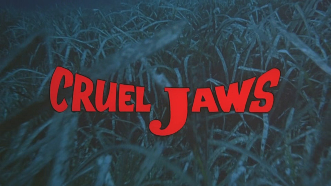 Title card for "Cruel Jaws" (1995)